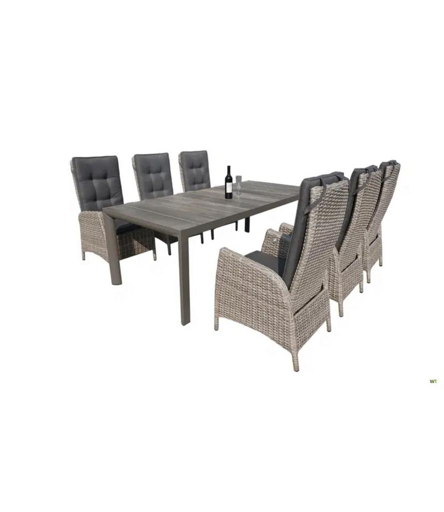 Royal Season Marbella Tuinset 7-delig, Tuin en Terras, Tuinsets en Loungesets, Nieuw, Tuinset, Wicker, 7 zitplaatsen, Eettafel