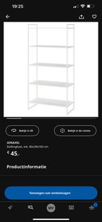 Stellingkast Jonaxel IKEA wit, Huis en Inrichting, Verzenden, Zo goed als nieuw