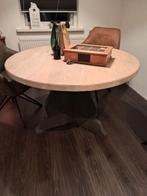 Eikenhouten eettafel, gebeitst, 112cm doorsnede, Gebruikt, Ophalen of Verzenden, Landelijk, Vier personen