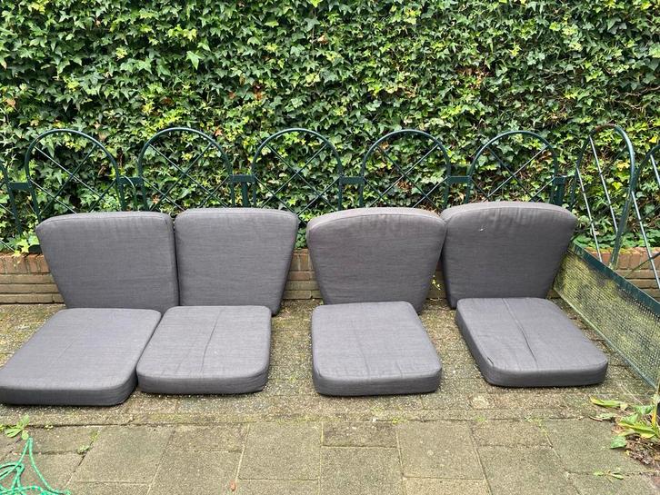 Tuinkussens set - 8 stuks - Antraciet/Zwart, Tuin en Terras, Tuinstoelen, Zo goed als nieuw, Overige materialen, Ophalen