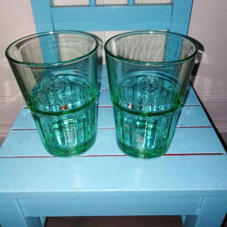 Bacardi mojito glazen lichtgroen 2 stuks, Verzamelen, Glas en Borrelglaasjes, Zo goed als nieuw, Overige typen, Ophalen