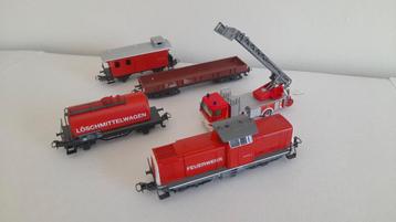 Marklin Digitale Brandweer loc met wagons en Brandweer auto beschikbaar voor biedingen
