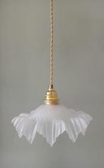 vintage Franse frosted Petticoat hanglamp Clichy stijl., Ophalen of Verzenden, Zo goed als nieuw, Antiek, art deco, Glas