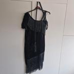 Zwarte Charleston jurk met franjes, Maat 38/40 (M), Carnaval, Ophalen of Verzenden, Onbekend
