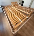 Bedframe 160x200 + verstelbare lattenbodems, Huis en Inrichting, Ophalen, Beige, Tweepersoons, 200 cm