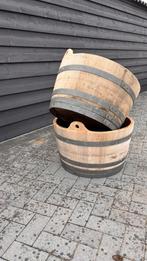 2grote eikenhouten bloembakken met oortjes, Ophalen, Nieuw, Rond, Minder dan 60 cm