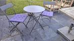 Bistroset MET kussens, Tuin en Terras, Tuinsets en Loungesets, Gebruikt, Rvs, Tuinset, Eettafel