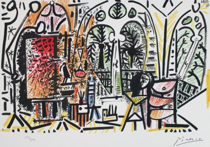 Picasso Kl Lithografie " Californië Atelier Nr XV " Ges Gen, Antiek en Kunst, Kunst | Litho's en Zeefdrukken, Ophalen of Verzenden