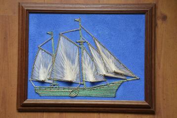 Vintage  Zeilschip in String Art jaren '70 beschikbaar voor biedingen