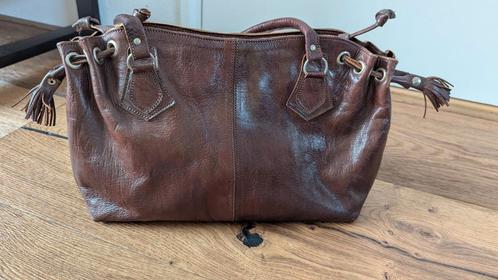 La Palmerie leer tas, Sieraden, Tassen en Uiterlijk, Tassen | Damestassen, Zo goed als nieuw, Handtas, Bruin, Ophalen of Verzenden