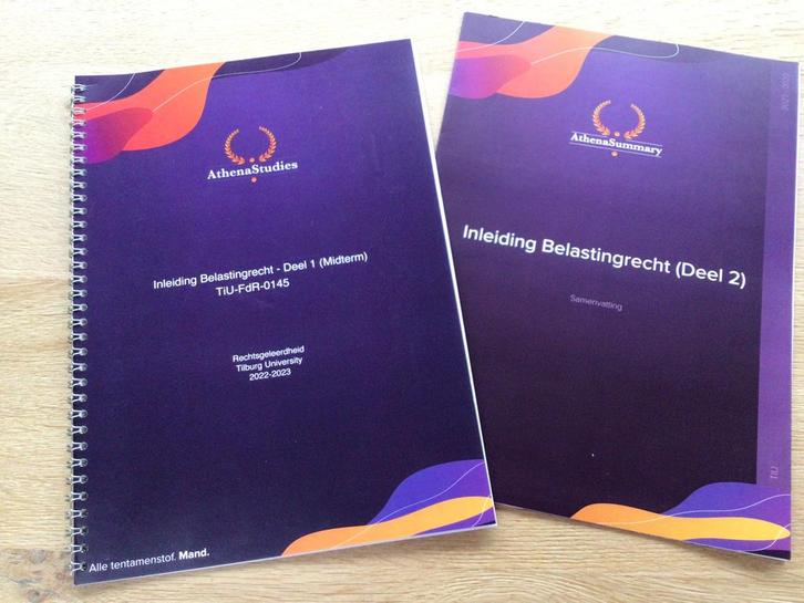 Athena Summary Inleiding belastingrecht, rechtsgeleerdheid, Boeken, Studieboeken en Cursussen, Nieuw, WO, Beta, Ophalen