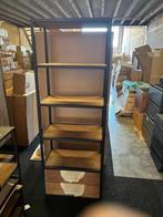 Metal boekenrek met 2 laden - TEAKHOUT, Ophalen, 25 tot 50 cm, Teakhout, Minder dan 100 cm