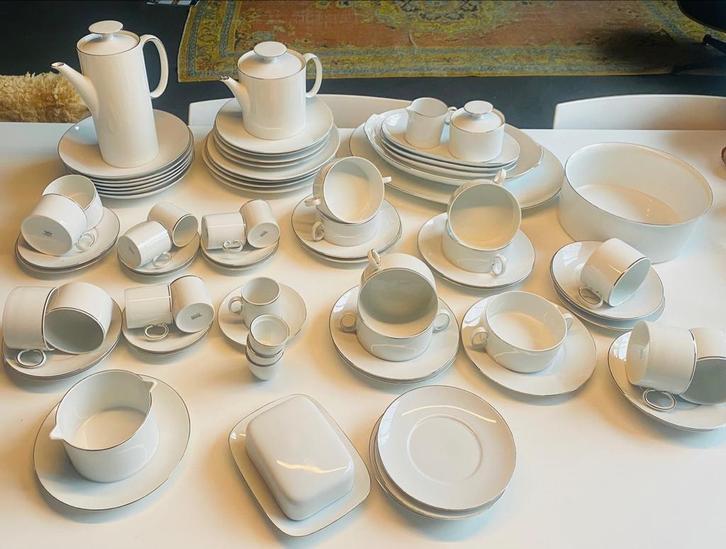60-delig Rosenthal Thomas Medaillon Platinum wit/zilver, Antiek en Kunst, Antiek | Servies compleet, Ophalen