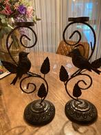 2 mooie vintage antraciet kleurige kandelaars, Ophalen of Verzenden, Koper of Brons