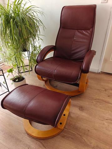 Leren Relaxfauteuils met Voetenbank (2 stuks) beschikbaar voor biedingen