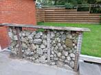 Tuinafscheiding met keien in kooi, Tuin en Terras, Tuinschermen, Ophalen, Gebruikt, Hout
