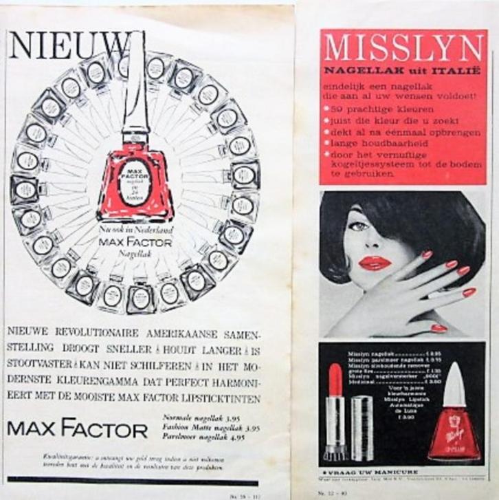 6 vintage advertenties reclames nagelverzorging 1962 nagels, Verzamelen, Merken en Reclamevoorwerpen, Gebruikt, Verzenden