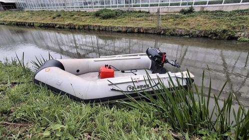 Mercury 5 pk 4 takt met Talamex rubberboot, Watersport en Boten, Buiten- en Binnenboordmotoren, Zo goed als nieuw, Benzine, Buitenboordmotor