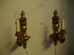 Stel Antieke Franse Houten ( bois doré ) Wandlampjes, Ophalen of Verzenden