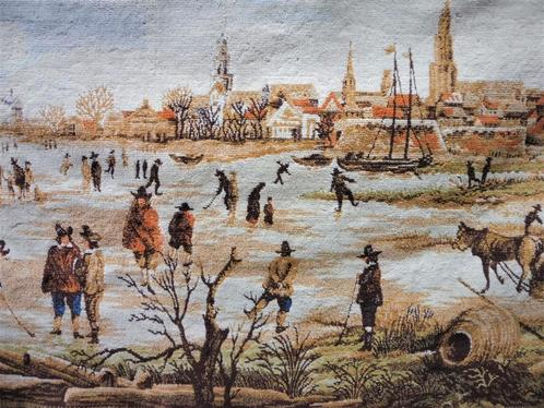 Wandkleed Riviergezicht bij winter naar Aert van der Neer, Antiek en Kunst, Antiek | Kleden en Textiel, Ophalen of Verzenden