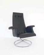 Vintage fauteuil jaren 60 70 retro draaifauteuil mid century, Huis en Inrichting, Leer, 75 tot 100 cm, Zo goed als nieuw, 50 tot 75 cm