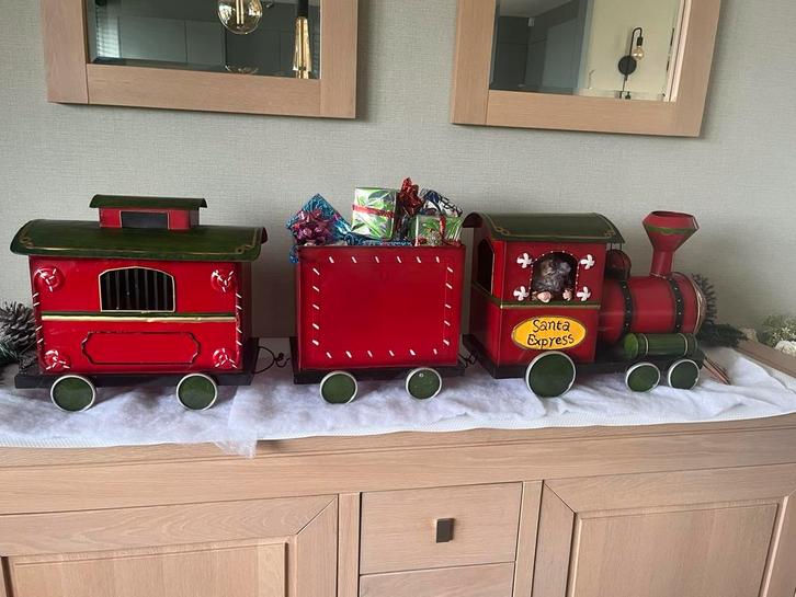 Grote nostalgische metalen kersttrein, Diversen, Kerst, Zo goed als nieuw, Ophalen of Verzenden