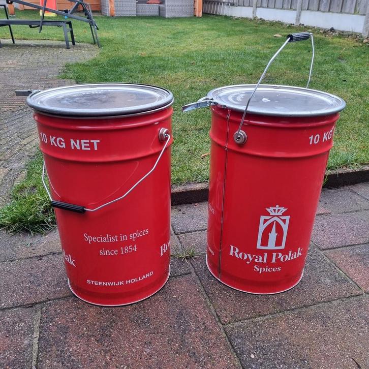 2 grote emmers kruiden blik tuin bloempot opbergblik ton bak, Tuin en Terras, Bloempotten, Ophalen of Verzenden