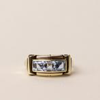 vintage 14 karaat gouden Art Deco ring met topaas, Verzenden, Zo goed als nieuw, 17 tot 18, Dame