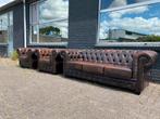 Chesterfield 3+1+1 zit bankstel bruin GRATIS BEZORGD, Huis en Inrichting, Ophalen of Verzenden, Zo goed als nieuw