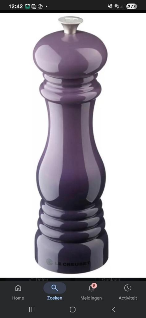 GEZOCHT! Paarse peper- en zoutmolen van Le Creuset, Huis en Inrichting, Keuken | Keukenbenodigdheden, Nieuw, Ophalen of Verzenden