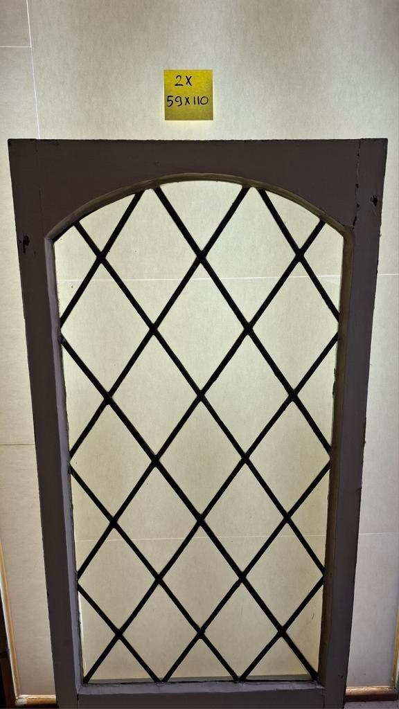 2x Glas in Lood Raamkozijn (59x110cm), Doe-het-zelf en Verbouw, Glas en Ramen, Gebruikt, Gevelraam of Ruit, 80 tot 120 cm, Minder dan 80 cm