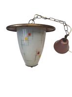 1946 Vintage glazen hanglampje met koper hanglamp lampje, Ophalen of Verzenden, Gebruikt, Minder dan 50 cm