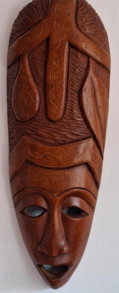 MASKER. Java. Hardhout.  18/50/5 cm., Antiek en Kunst, Kunst | Niet-Westerse kunst, Ophalen