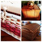 Retro naaimandje - rieten mand 40 x 27 - rieten mand 37 x 22, Antiek en Kunst, Curiosa en Brocante, Ophalen of Verzenden