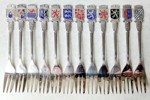 12 provincies van nederland gebaks/taartvorkjes met emaille., Antiek en Kunst, Antiek | Emaille, Ophalen of Verzenden