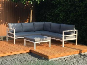 Loungeset hoekmodel wit aluminium beschikbaar voor biedingen