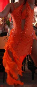 Oranje Latin Jurk met Strass, Oranje, Ophalen of Verzenden, Maat 36 (S), Gedragen