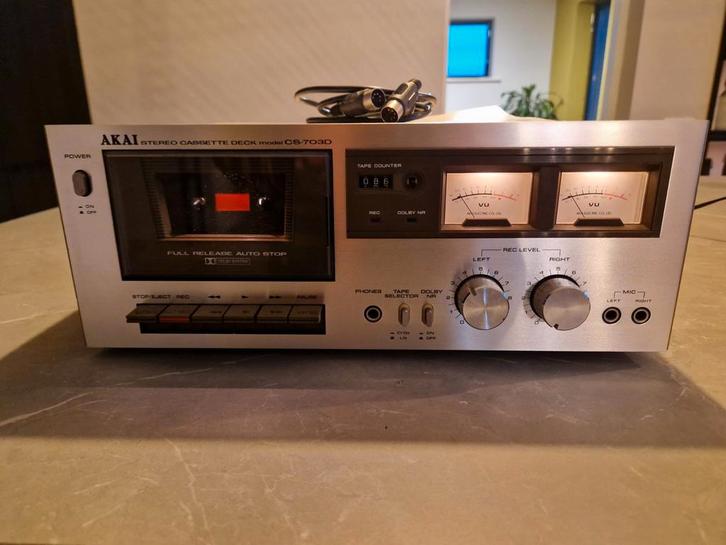 Akai CS-703D Cassettedeck - Vintage Topstuk!, Audio, Tv en Foto, Cassettedecks, Enkel, Akai, Tape counter, Ophalen