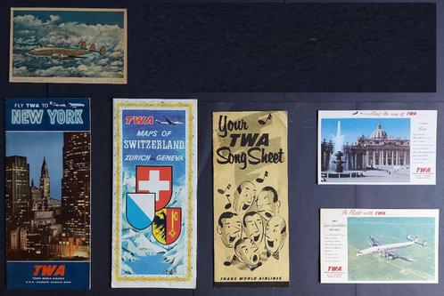 Diverse folders en kaarten van TWA, Verzamelen, Luchtvaart en Vliegtuigspotten, Gebruikt, Boek of Tijdschrift, Ophalen of Verzenden