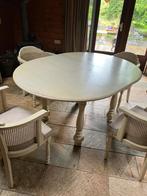 eettafel met 4 stoelen, Ophalen, Zo goed als nieuw, Gebroken wit, white wash, Vier personen