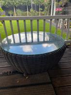 Wicker Tuintafel met Glasplaat - 100cm, Ophalen, Zo goed als nieuw, Rond, Wicker