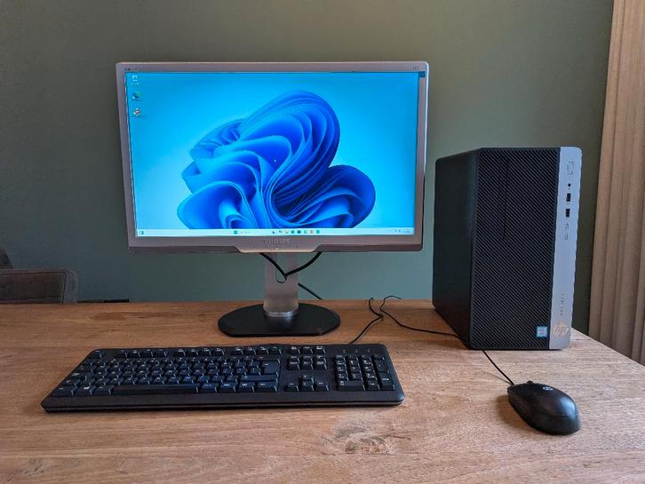 Complete HP Computer met beeldscherm - Windows 11 Pro - SSD, Computers en Software, Desktop Pc's, Refurbished, 3 tot 4 Ghz, SSD
