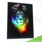 Leeuw met Regenboog Glinster Effect | 65 x 76 cm | UNIEK, Huis en Inrichting, Woonaccessoires | Schilderijen, Tekeningen en Foto's