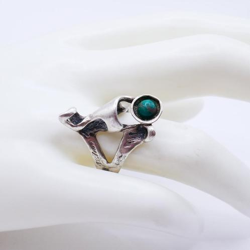 Zilveren ring met turkoois, Sieraden, Tassen en Uiterlijk, Ringen, Gebruikt, Dame, 18 tot 19, Zilver, Zilver, Met edelsteen, Verzenden