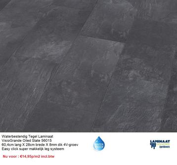 Waterbestendig Tegel Laminaat Oiled Slate 56015 Antraciet beschikbaar voor biedingen