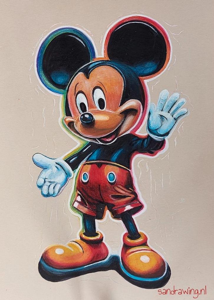 Mickey Mouse tekening realistisch (eigen werk), Kinderen en Baby's, Kinderkamer | Inrichting en Decoratie, Nieuw, Wanddecoratie
