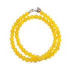Halsketting Agaat geel  Kralen 6 mm  925 sterling zilver, Ophalen of Verzenden, Mineraal
