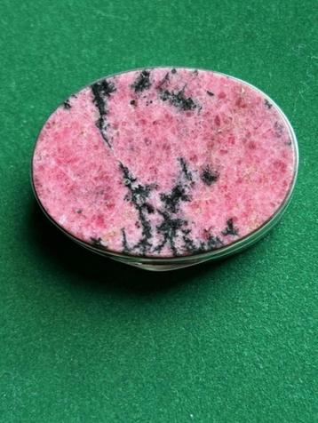 Zilveren doosje met roze hardstenen deksel Art Deco beschikbaar voor biedingen
