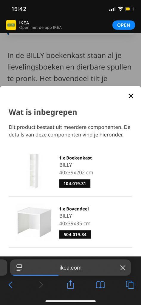 Witte Ikea billy kast 40x39x236 nieuw in doos, Huis en Inrichting, Kasten | Boekenkasten, Zo goed als nieuw, 50 tot 100 cm, 200 cm of meer