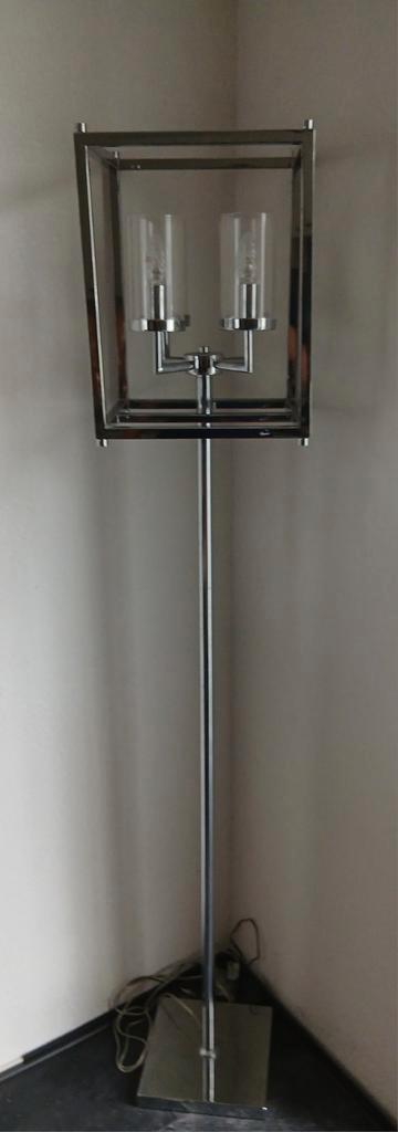 Moderne Vloerlamp – Glas & Chroom | Minimalistisch Design, Huis en Inrichting, Lampen | Vloerlampen, Zo goed als nieuw, 150 tot 200 cm